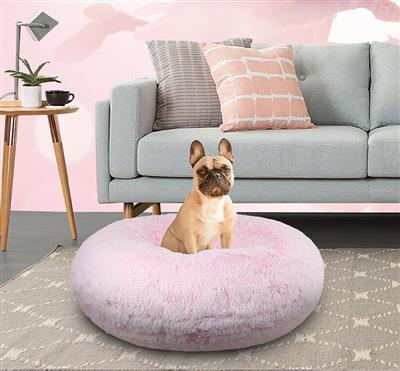 Bagel Bed - Shown in Shag Bubble Gum (Choose Your Own Fabrics!)
