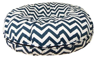 Outdoor Bagel Bed - Shown in Navy Wave (Choose Your Own Fabrics!)