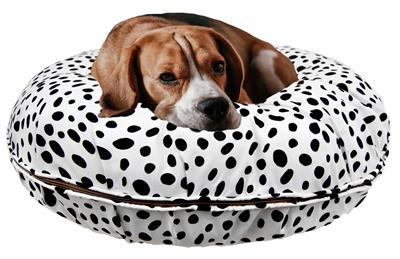 Outdoor Bagel Bed Shown in Polka Dot (Choose Your Own Fabrics!)