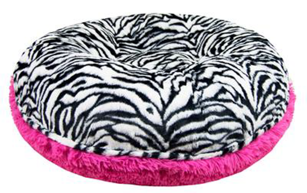 Bagel Bed -  Shown in Zebra and Shag Lollipop (Choose Your Own Fabrics!)